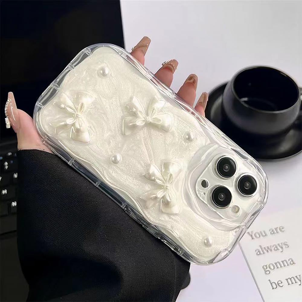 3D Bowknot Pearl Clear iPhone Case | ZAKAPOP