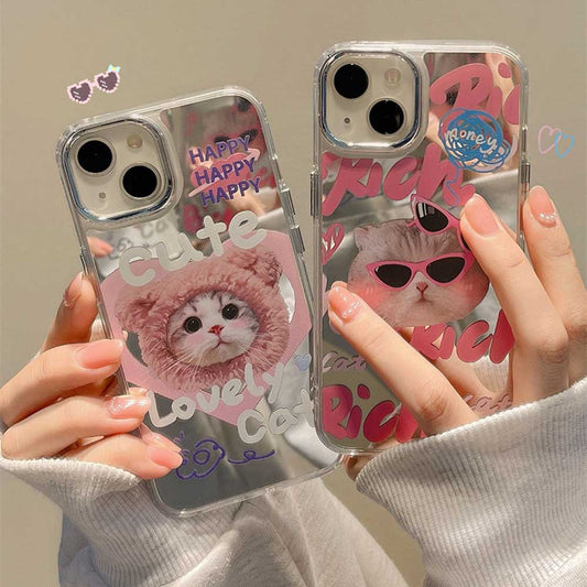 Cool Lovely Cat Mirror Phone Case | ZAKAPOP
