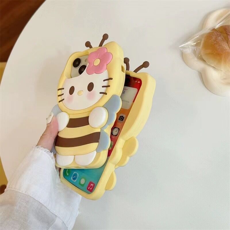3D Cute Bee Cartoon Cat iPhone Case | ZAKAPOP