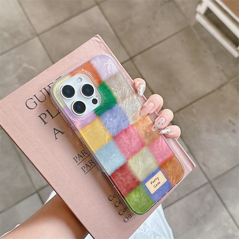 Cute Dopamine Color Block Match Plaid Clear Case | ZAKAPOP
