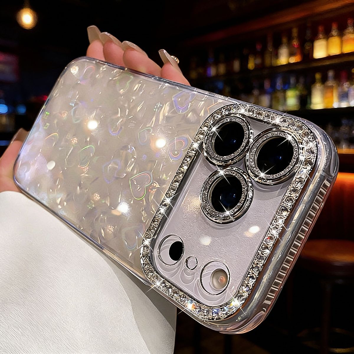 Elegant Rhinestone Heart Shell Design Camera Protection Case for iPhone | ZAKAPOP