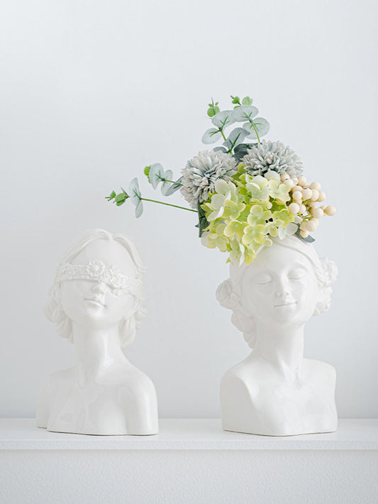 "Ella & Emmy" Lady Ceramic Vase Set of 2