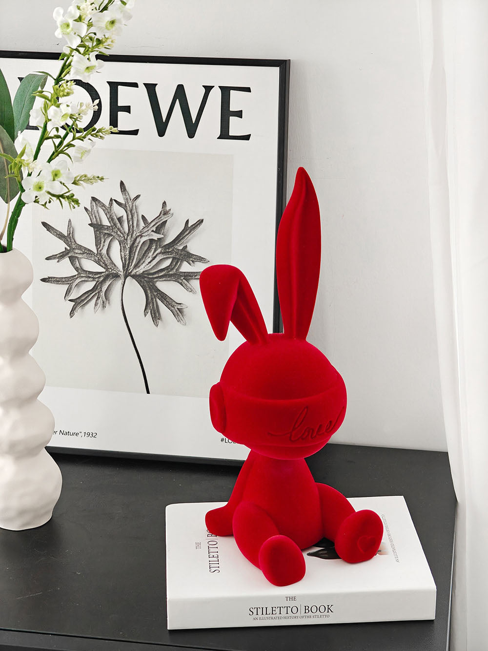 "Eros" Flocked Rabbit Resin Decorative Figurine