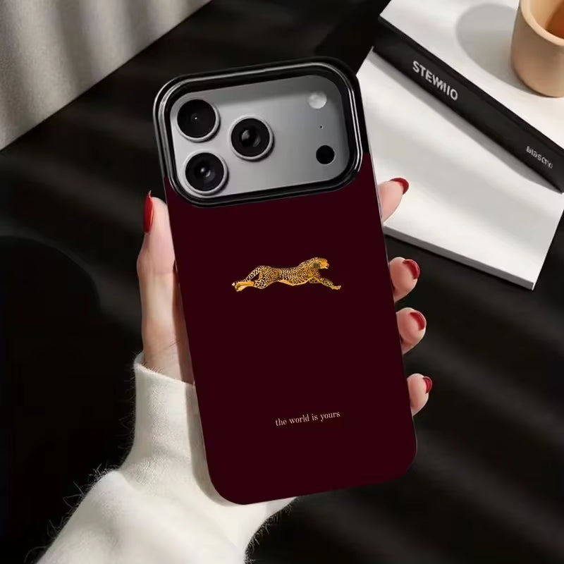 Fashion Leopard Print Burgundy iPhone Case | ZAKAPOP