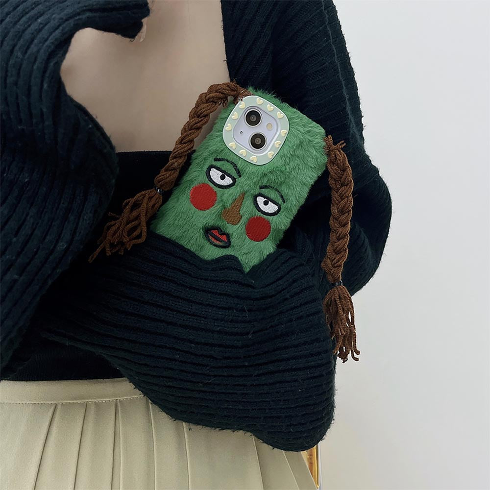 Funny Plush Cartoon Braided Girl iPhone Case | ZAKAPOP