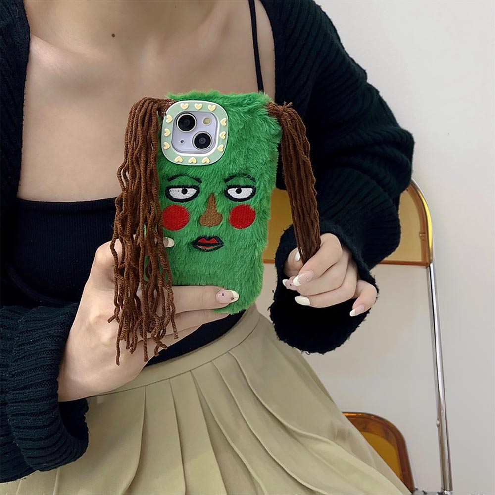 Funny Plush Cartoon Braided Girl iPhone Case | ZAKAPOP