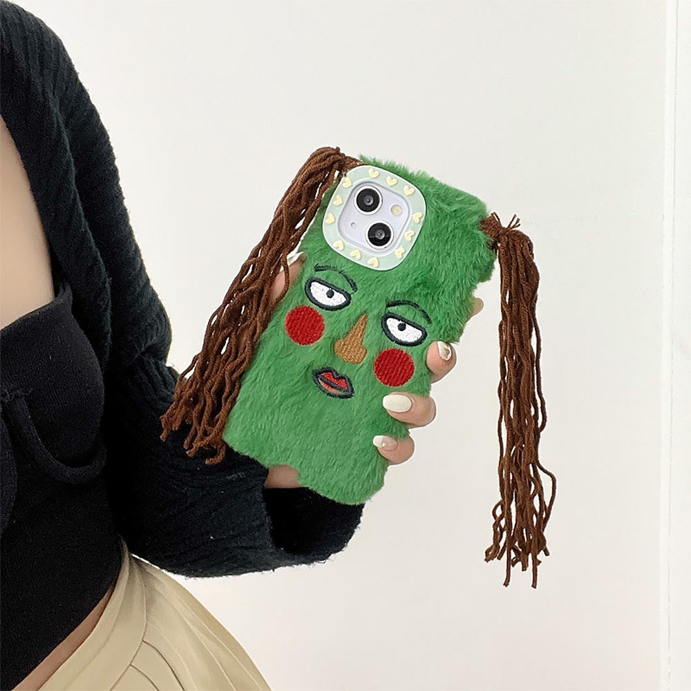 Funny Plush Cartoon Braided Girl iPhone Case | ZAKAPOP