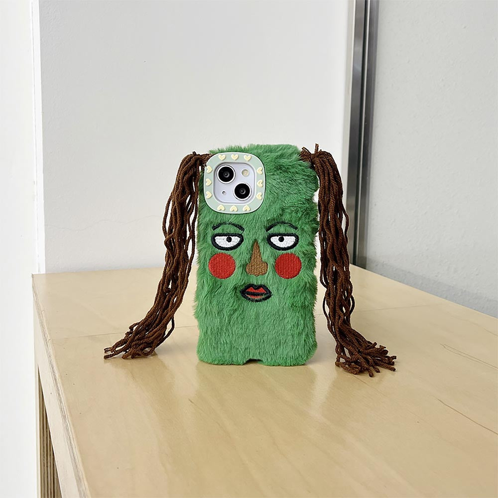 Funny Plush Cartoon Braided Girl iPhone Case | ZAKAPOP
