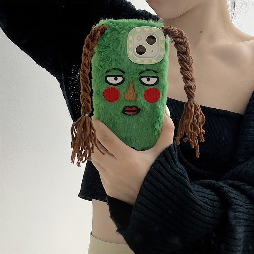 Funny Plush Cartoon Braided Girl iPhone Case | ZAKAPOP
