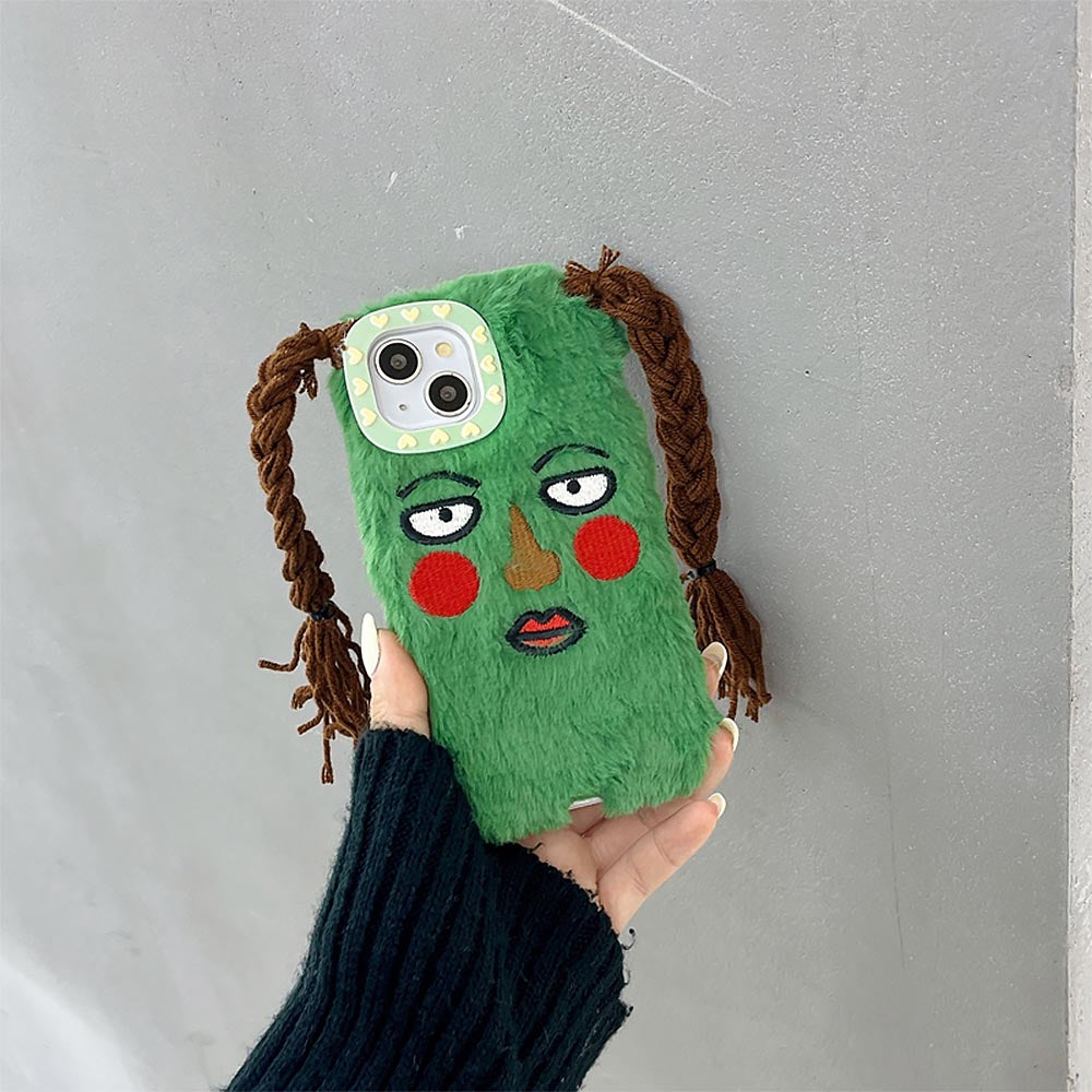 Funny Plush Cartoon Braided Girl iPhone Case | ZAKAPOP