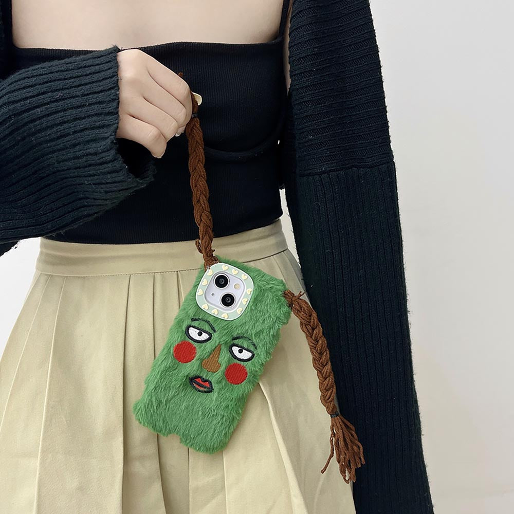 Funny Plush Cartoon Braided Girl iPhone Case | ZAKAPOP