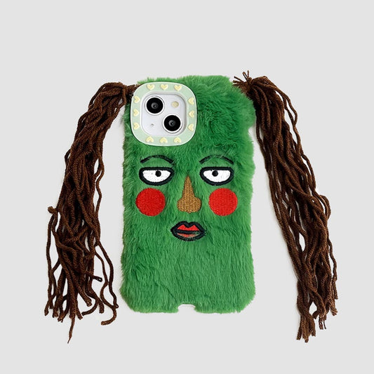 Funny Plush Cartoon Braided Girl iPhone Case | ZAKAPOP