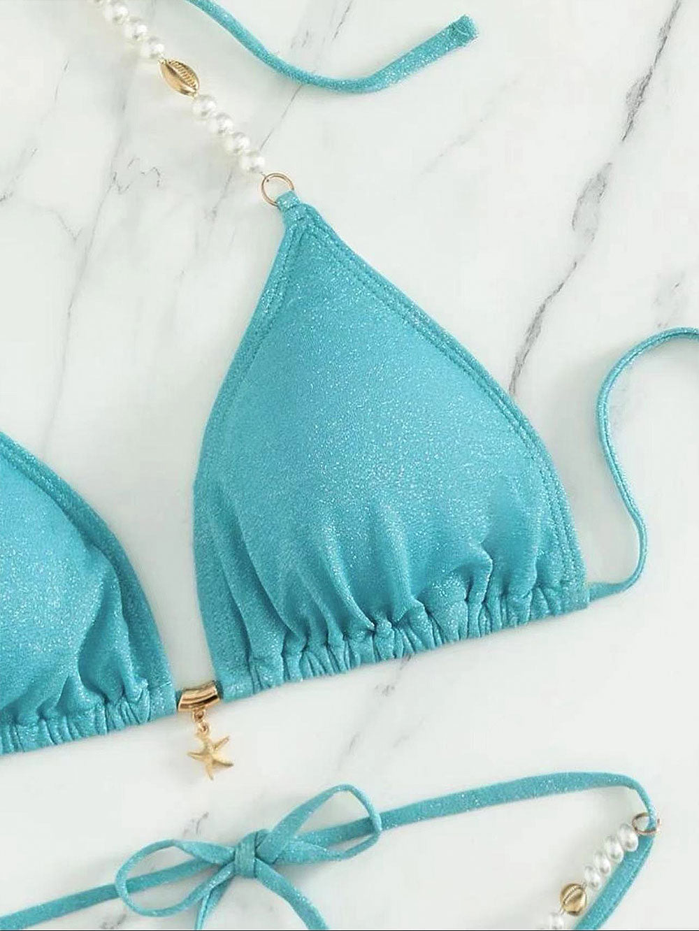 Lake Blue Glitter Jasmine Princess Bikini Swimwear | ZAKAPOP