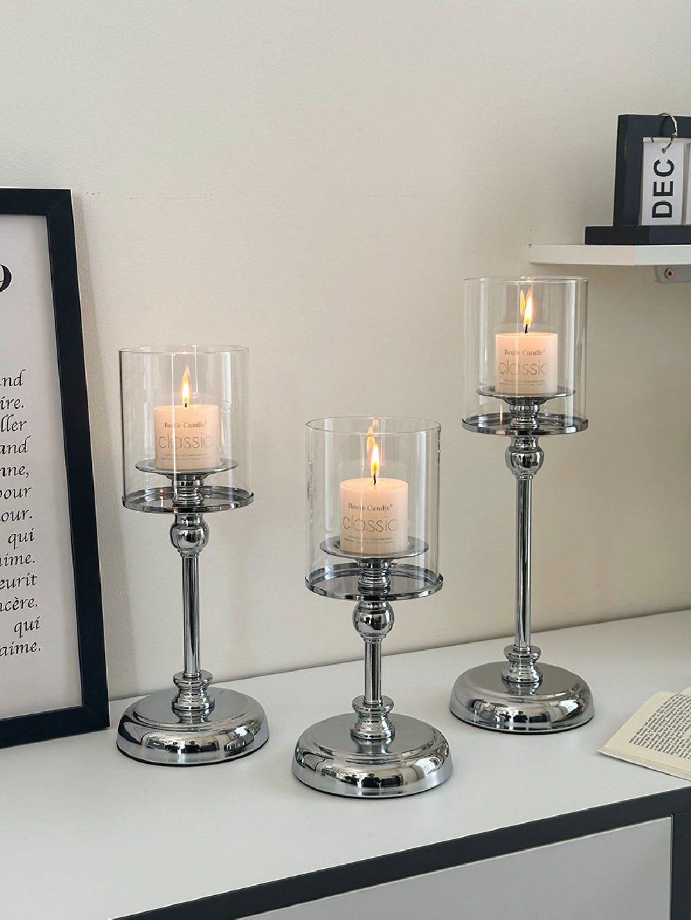 Luxury Metal Candle Holder & Candle Set