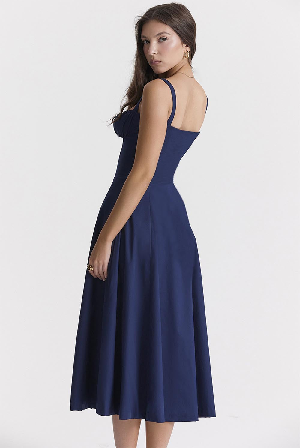 Summer French-Inspired Soft Solid Color High Slit Cami Dress | ZAKAPOP