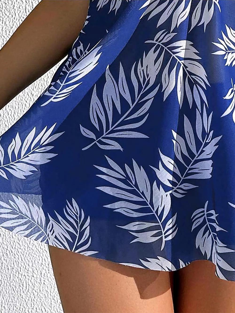 Tropical Print Ruched Bikini Swimsuit | ZAKAPOP