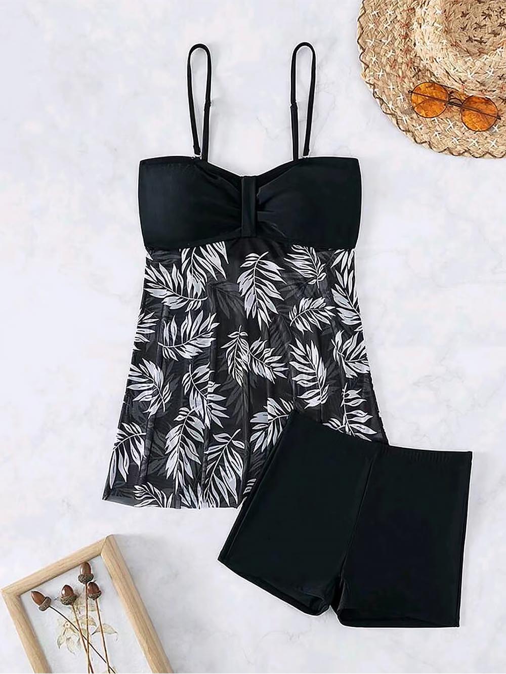Tropical Print Ruched Bikini Swimsuit | ZAKAPOP