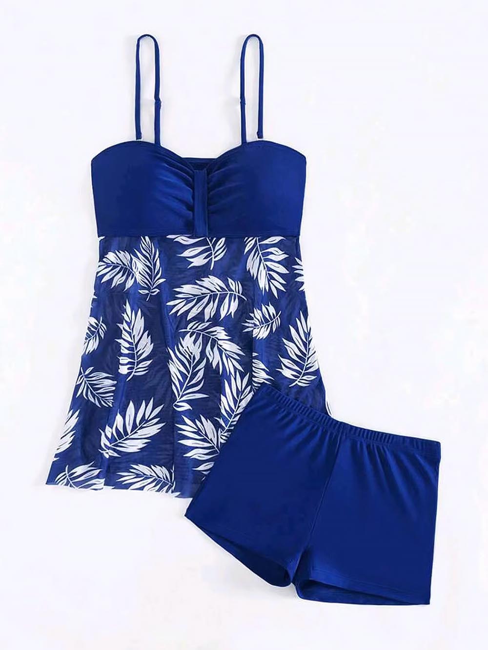 Tropical Print Ruched Bikini Swimsuit | ZAKAPOP