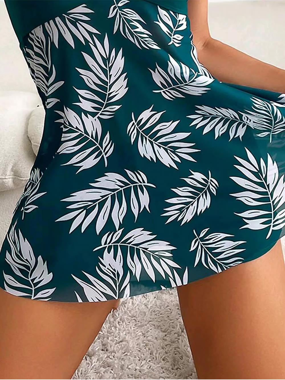 Tropical Print Ruched Bikini Swimsuit | ZAKAPOP