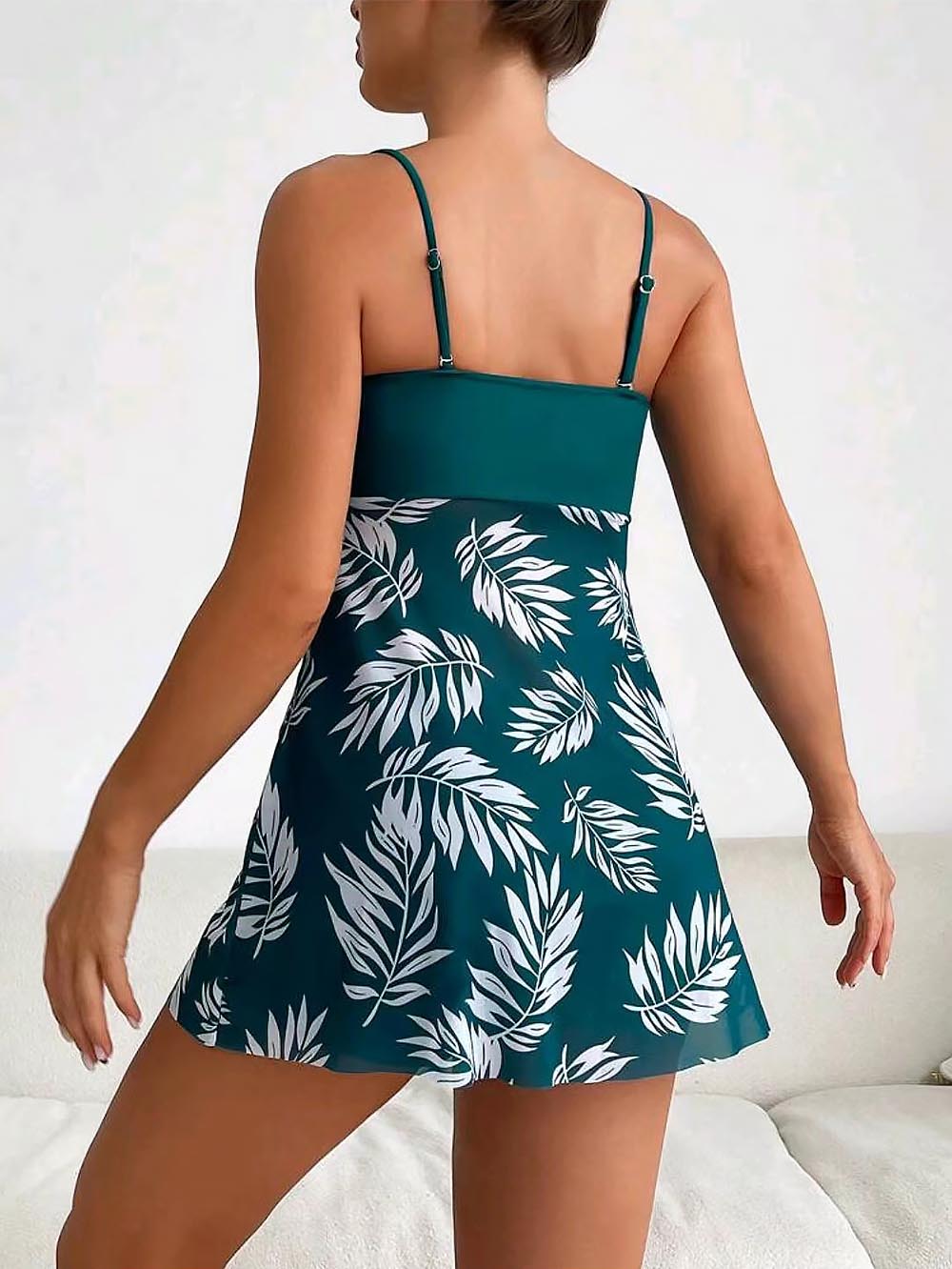 Tropical Print Ruched Bikini Swimsuit | ZAKAPOP
