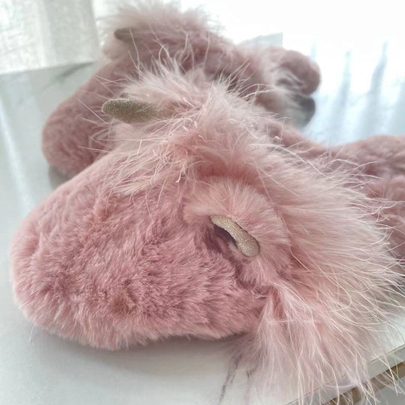 Unicorn Anti-Fur Cartoon Women's Winter Plush Slippers