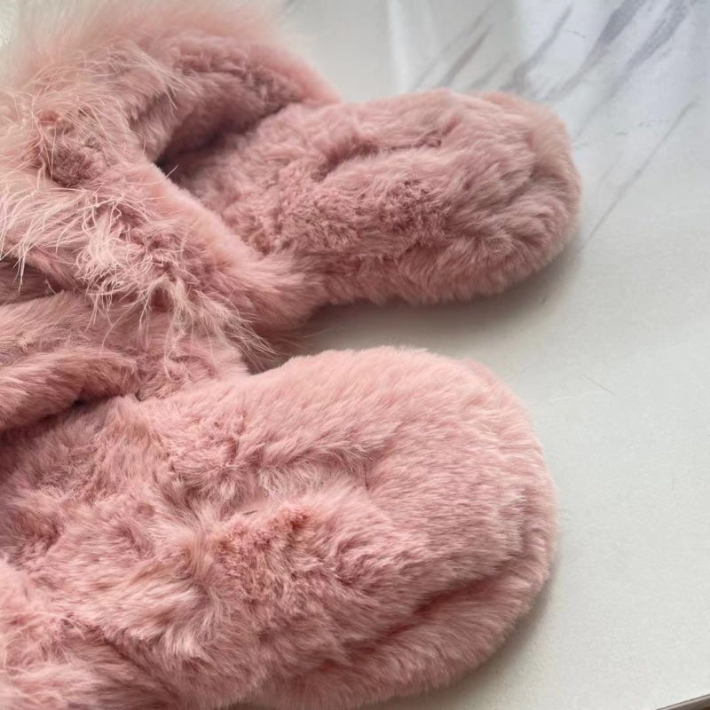 Unicorn Anti-Fur Cartoon Women's Winter Plush Slippers