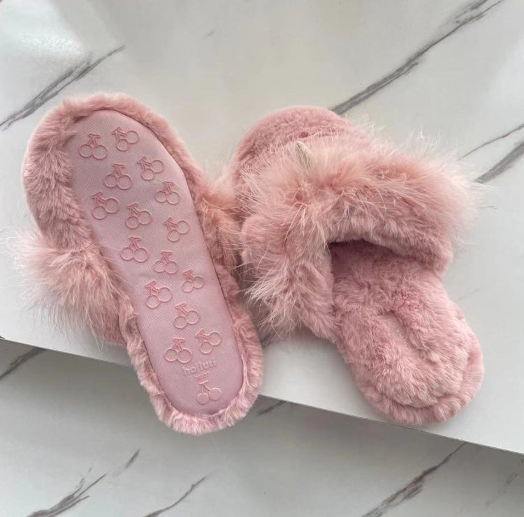 Unicorn Anti-Fur Cartoon Women's Winter Plush Slippers