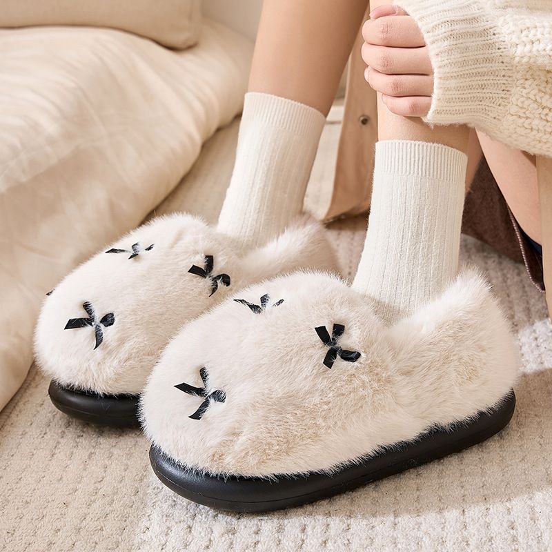 Women's Cute Plush Bow Home Slippers | ZAKAPOP