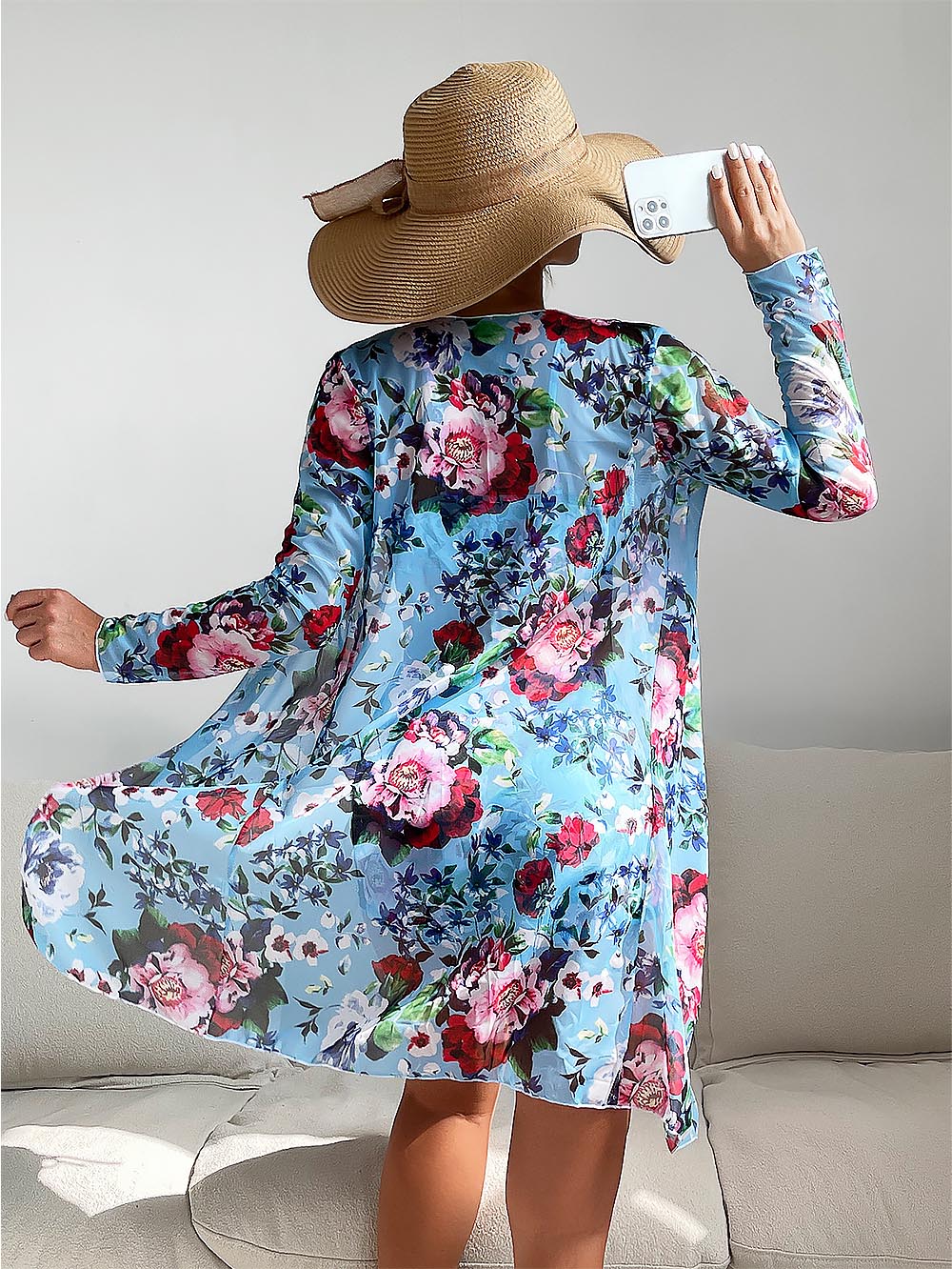 Women's Floral Print Three-Piece Set Swimsuit with Long-Sleeve Hoodie | ZAKAPOP