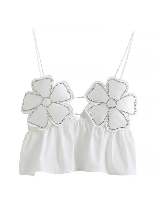 Women's Sexy Floral Decorative Crop Top | ZAKAPOP