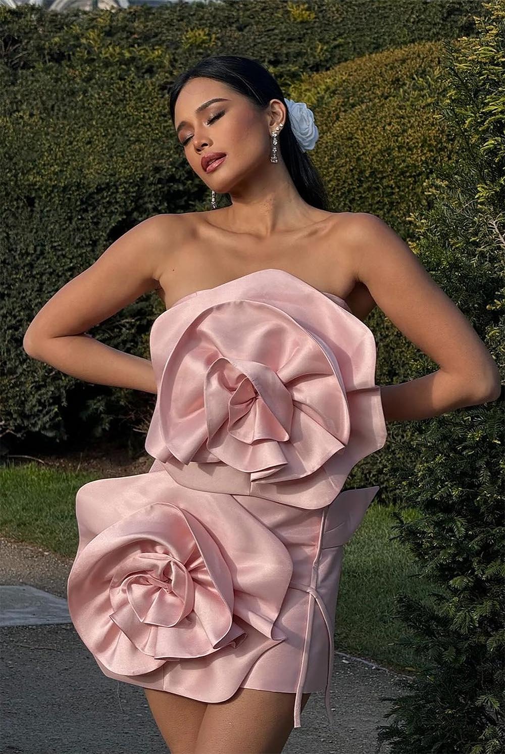 Sexy Floral Embellished Strapless Off-Shoulder Mini Dress | ZAKAPOP