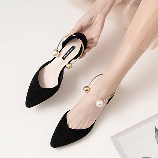 Women's Elegant Pearl Decor Point Toe Flats | ZAKAPOP