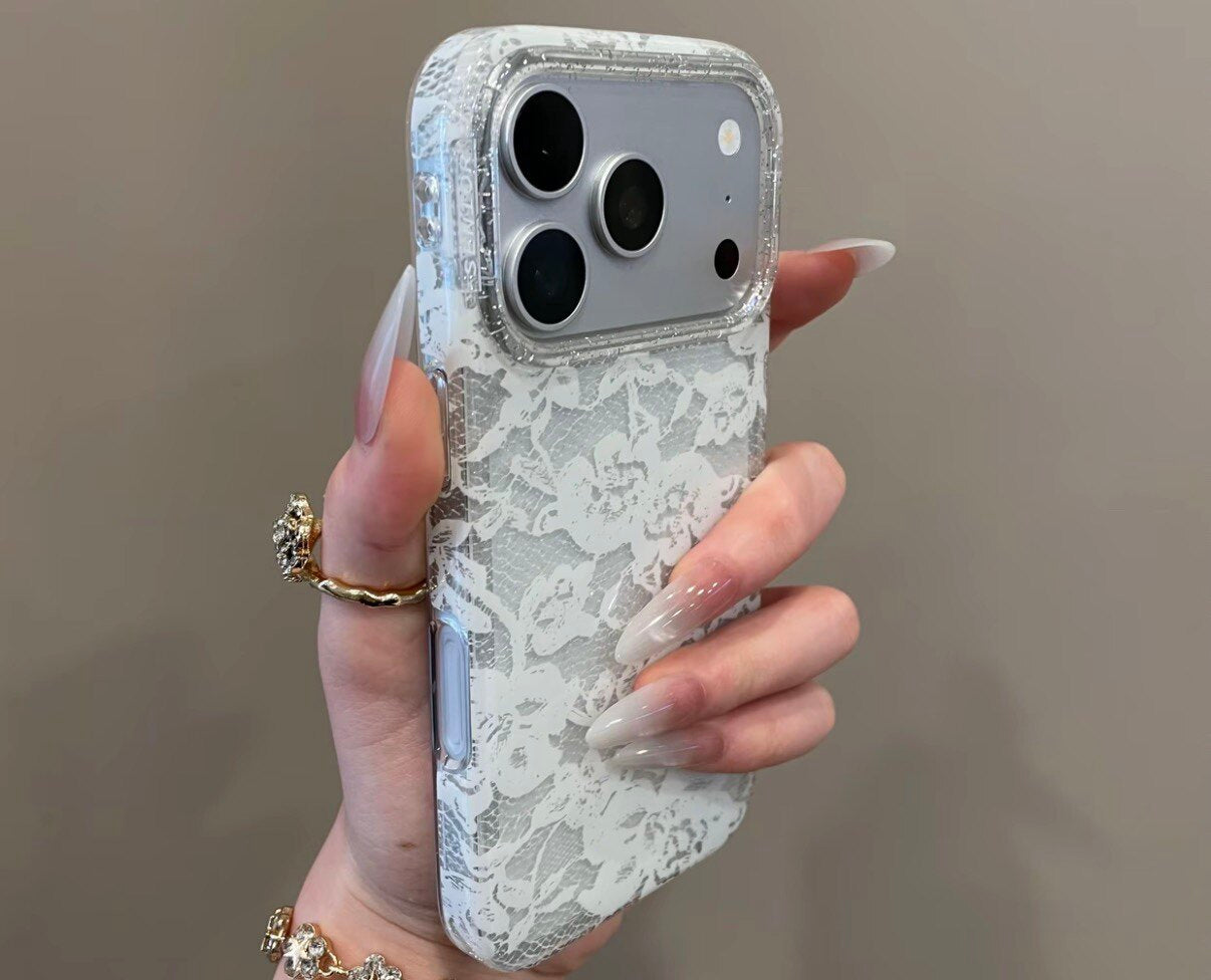 Y2K Chic Lace Pattern Clear Phone Case for iPhone | ZAKAPOP