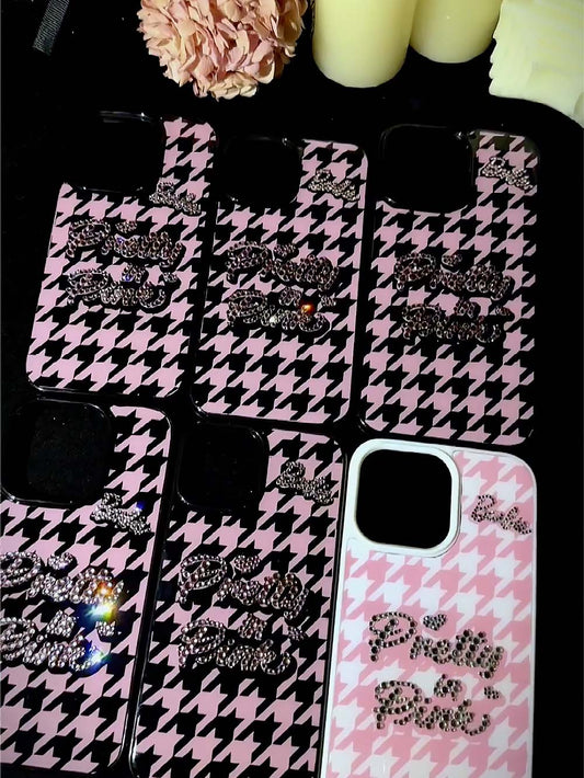 Zircon Checkered Rhinestone Resin Phone Case | ZAKAPOP