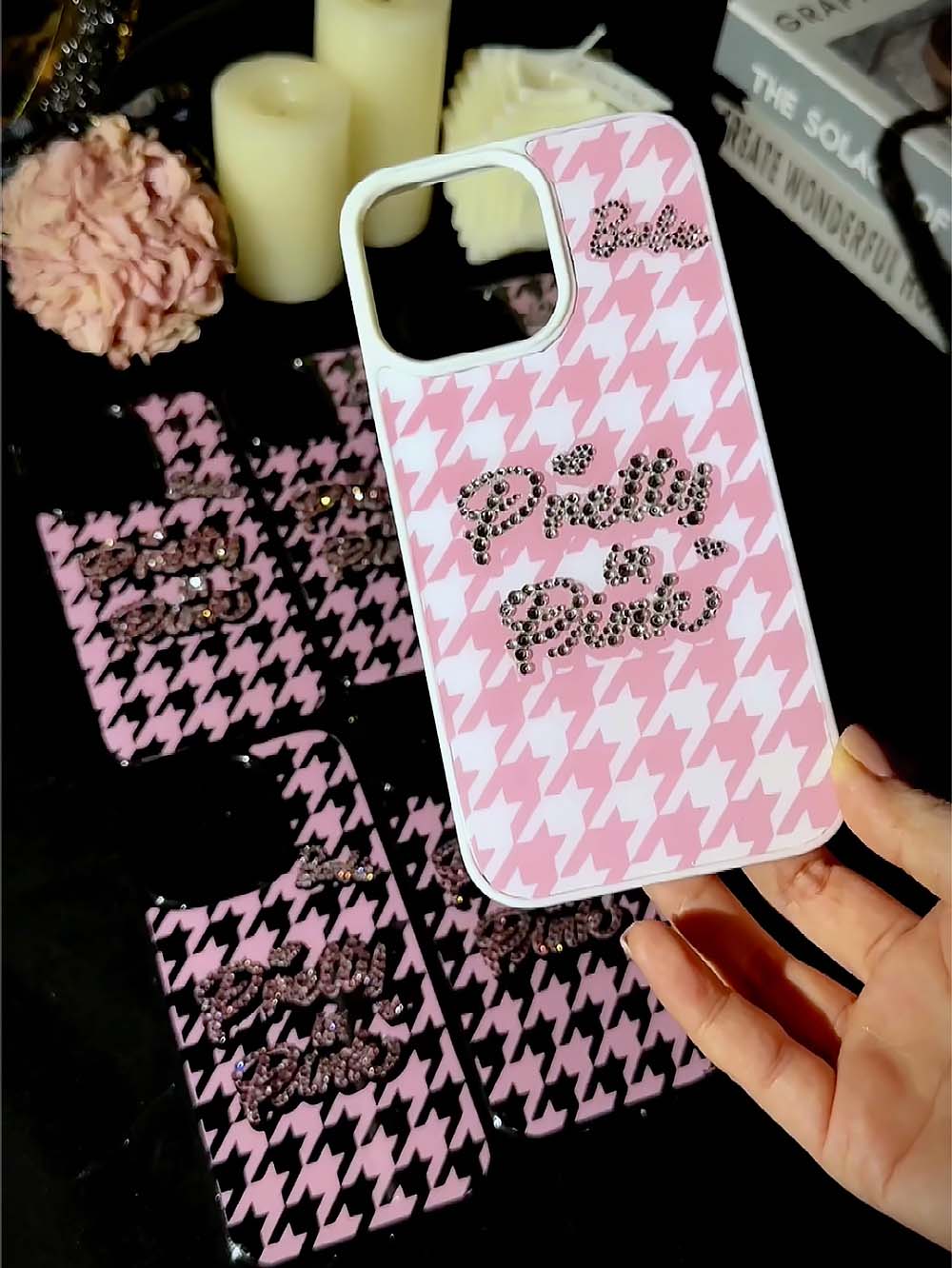 Zircon Checkered Rhinestone Resin Phone Case | ZAKAPOP