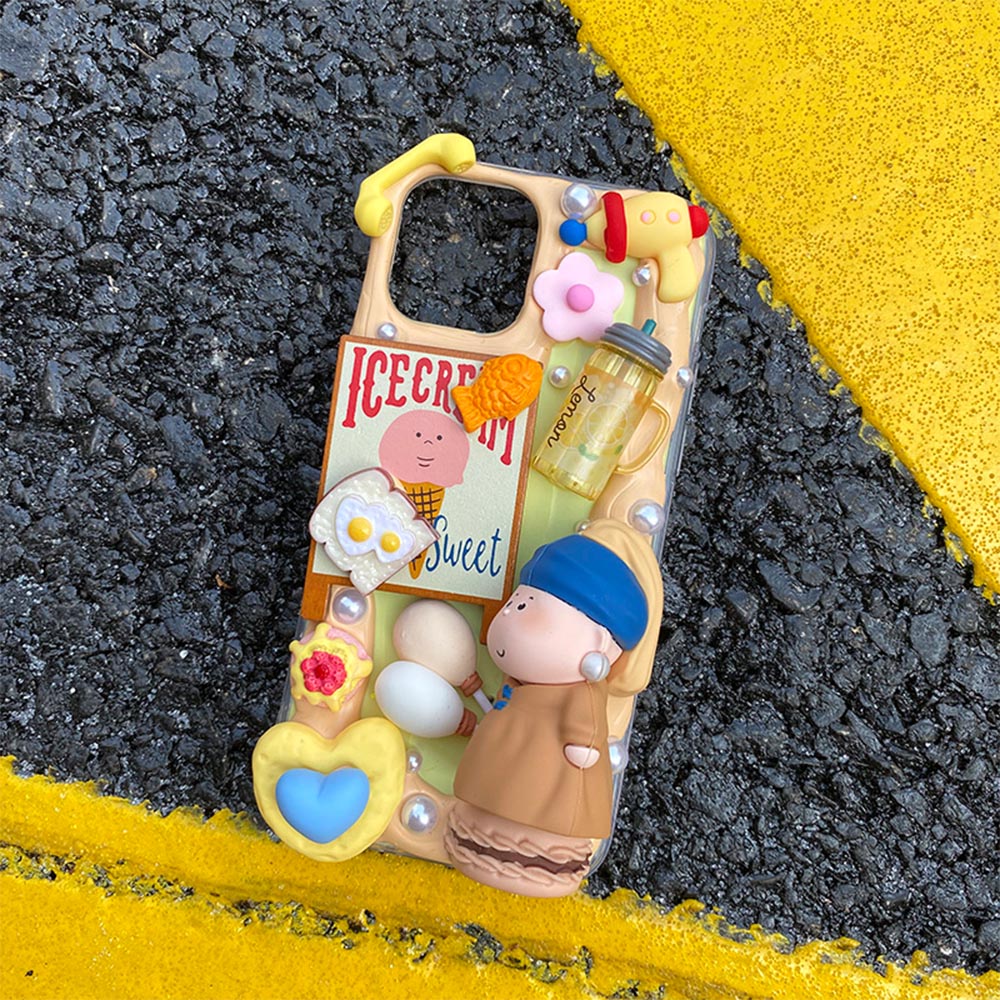 Handmade Girl With A Pearl Earring Cute Cream Phone Case (Customizable) | ZAKAPOP