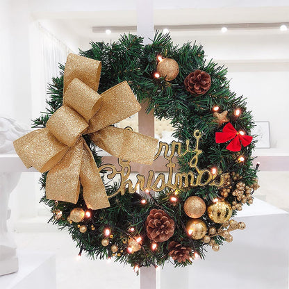 15in Lighted Christmas Wreath Door Decorations | ZAKAPOP