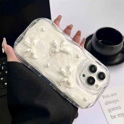 3D Bowknot Pearl Clear iPhone Case | ZAKAPOP