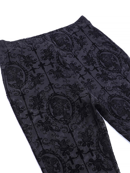 Dark Sexy Slim Fit High-Waisted Lace Flared Pants | ZAKAPOP