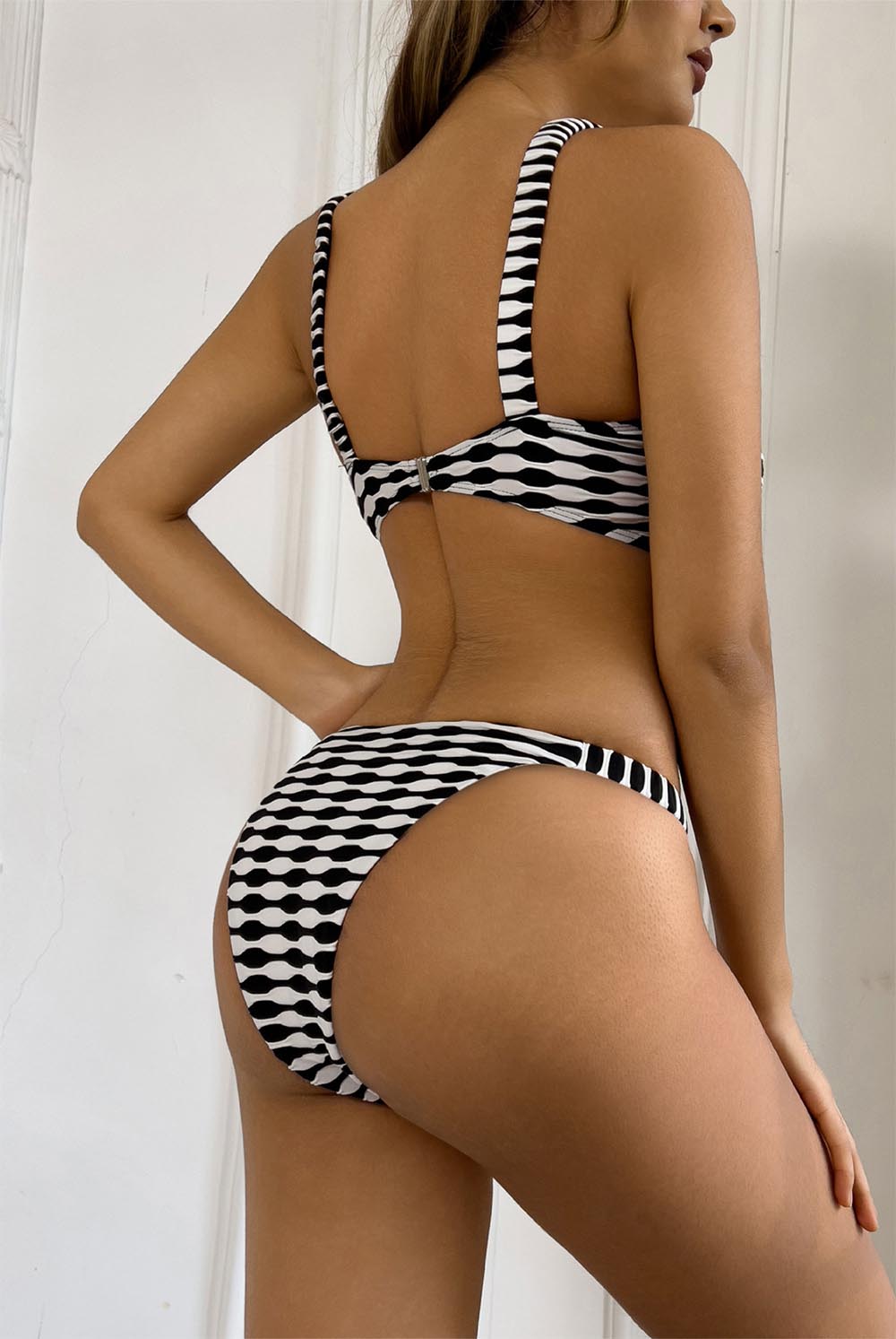 Water Wave Stripe Fashion Two-Piece Bikini Swimsuit | ZAKAPOP