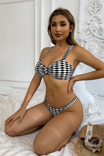 Water Wave Stripe Fashion Two-Piece Bikini Swimsuit | ZAKAPOP