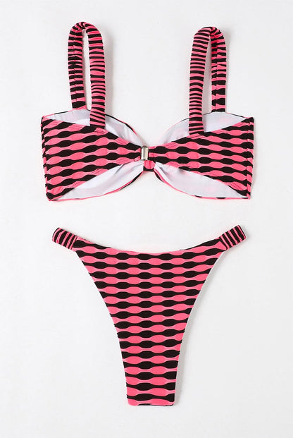 Water Wave Stripe Fashion Two-Piece Bikini Swimsuit | ZAKAPOP