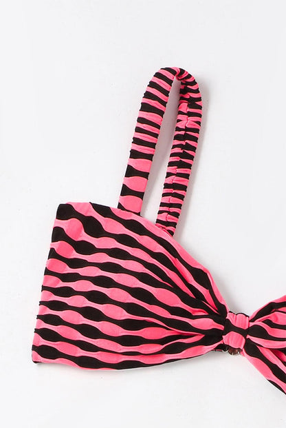 Water Wave Stripe Fashion Two-Piece Bikini Swimsuit | ZAKAPOP