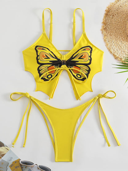 Butterfly Print Sexy Open Back Fashion Bikini  | ZAKAPOP