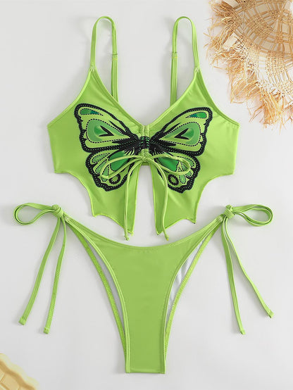 Butterfly Print Sexy Open Back Fashion Bikini  | ZAKAPOP
