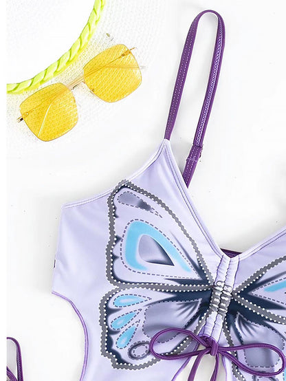 Butterfly Print Sexy Open Back Fashion Bikini  | ZAKAPOP
