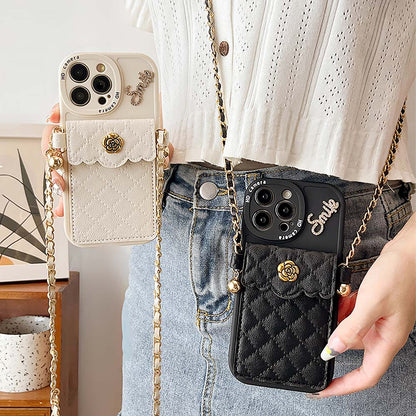 Rhombus Lattice Handbag with Gold Chain Phone Case | ZAKAPOP