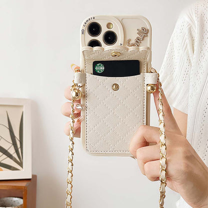 Rhombus Lattice Handbag with Gold Chain Phone Case | ZAKAPOP