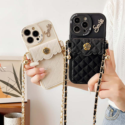 Rhombus Lattice Handbag with Gold Chain Phone Case | ZAKAPOP