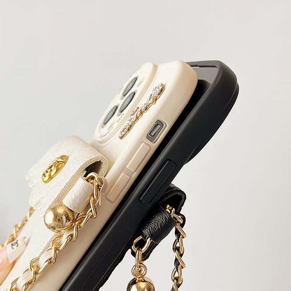 Rhombus Lattice Handbag with Gold Chain Phone Case | ZAKAPOP